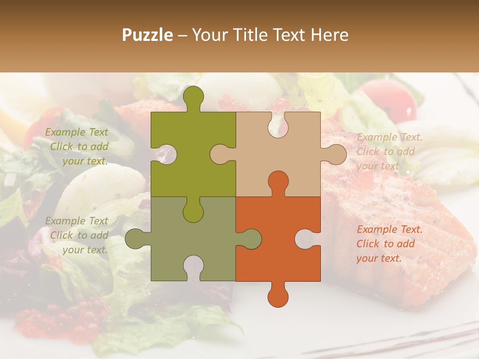 A White Plate Topped With A Salad And Salmon PowerPoint Template