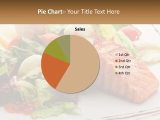 A White Plate Topped With A Salad And Salmon PowerPoint Template
