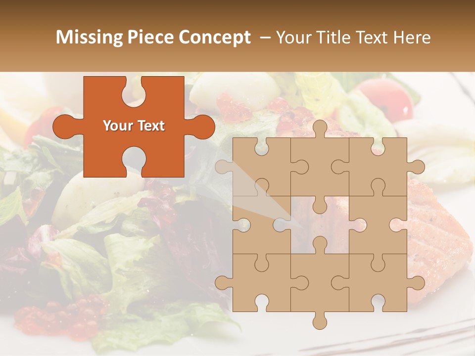 A White Plate Topped With A Salad And Salmon PowerPoint Template