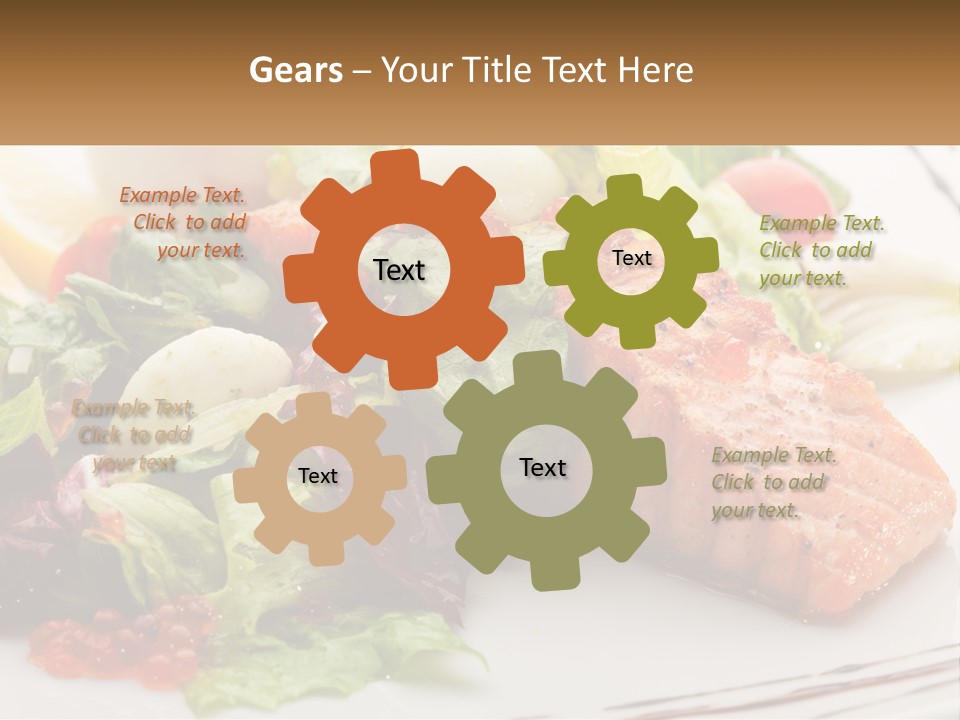 A White Plate Topped With A Salad And Salmon PowerPoint Template