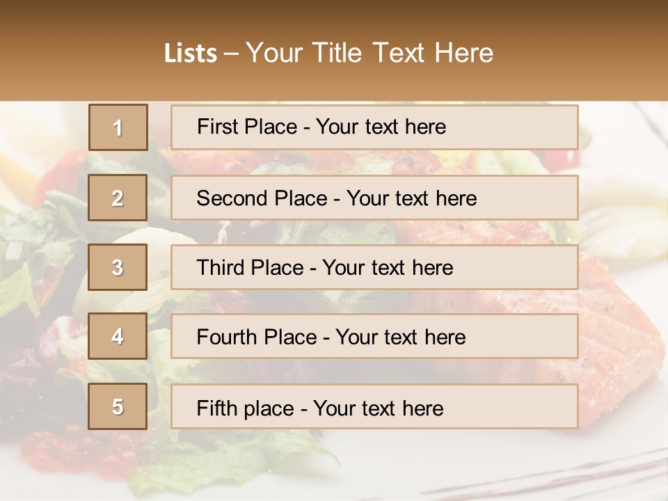 A White Plate Topped With A Salad And Salmon PowerPoint Template