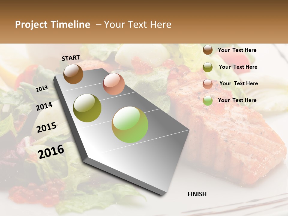 A White Plate Topped With A Salad And Salmon PowerPoint Template