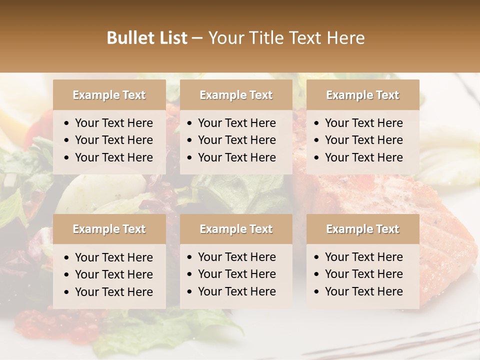 A White Plate Topped With A Salad And Salmon PowerPoint Template