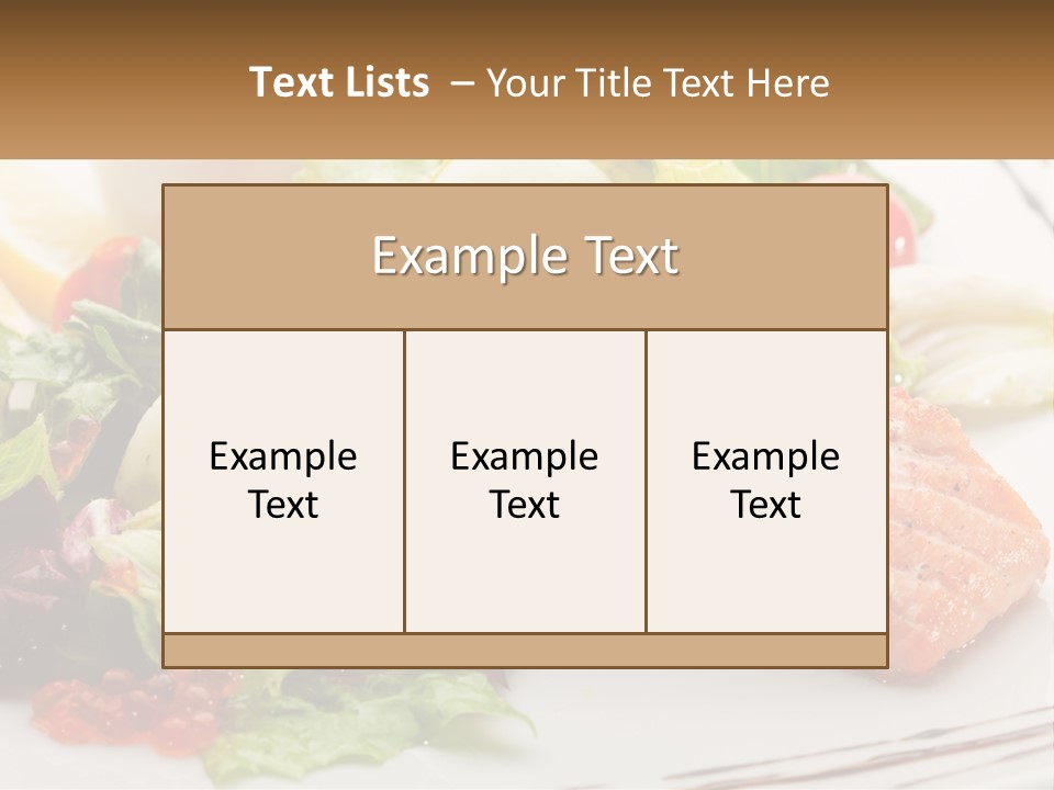 A White Plate Topped With A Salad And Salmon PowerPoint Template