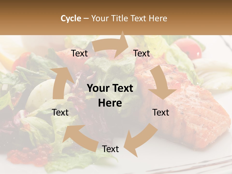 A White Plate Topped With A Salad And Salmon PowerPoint Template