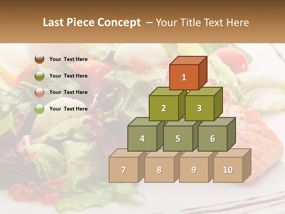 A White Plate Topped With A Salad And Salmon PowerPoint Template