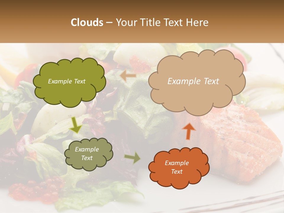 A White Plate Topped With A Salad And Salmon PowerPoint Template