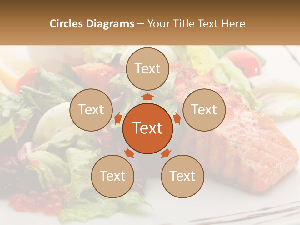 A White Plate Topped With A Salad And Salmon PowerPoint Template