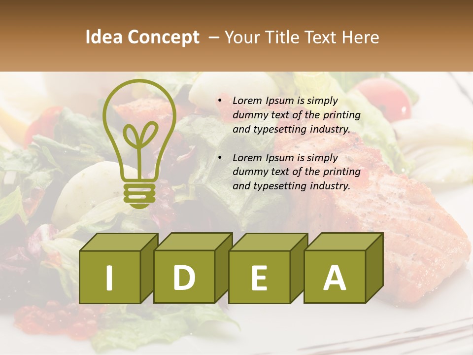 A White Plate Topped With A Salad And Salmon PowerPoint Template