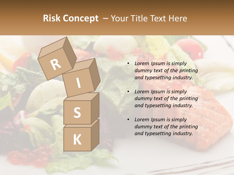 A White Plate Topped With A Salad And Salmon PowerPoint Template