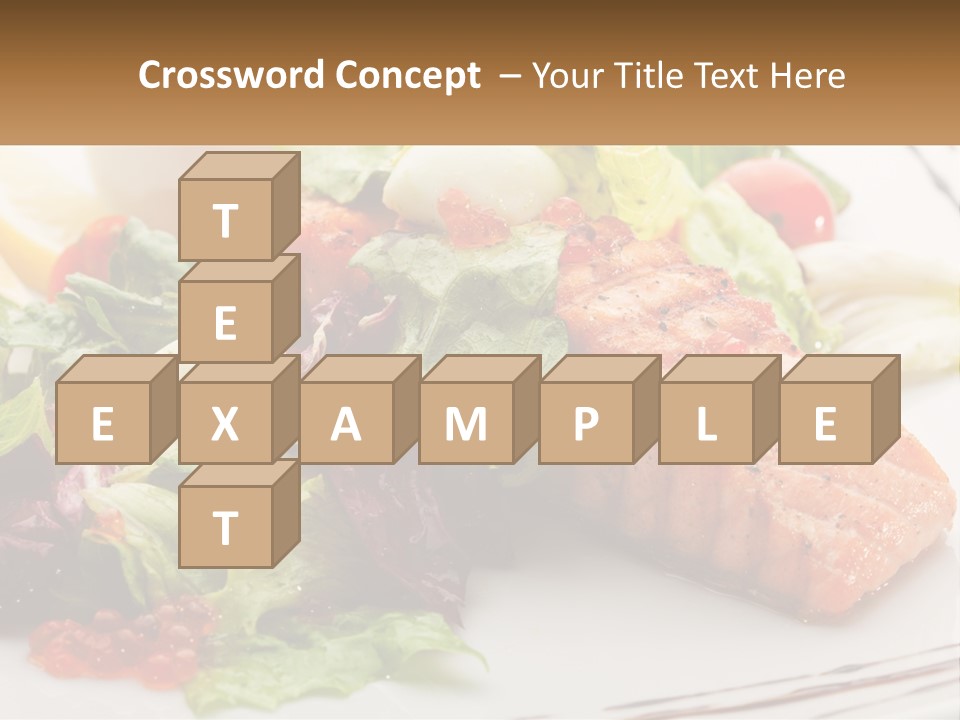 A White Plate Topped With A Salad And Salmon PowerPoint Template