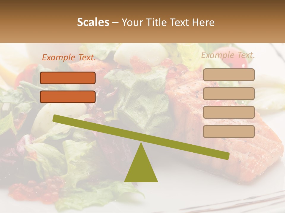 A White Plate Topped With A Salad And Salmon PowerPoint Template
