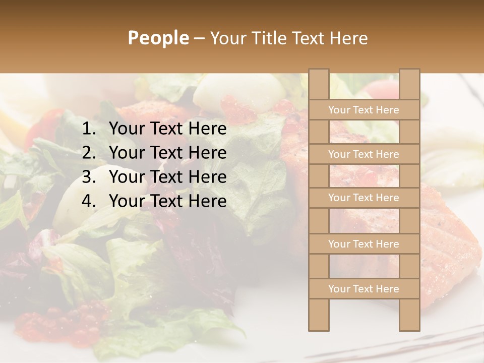 A White Plate Topped With A Salad And Salmon PowerPoint Template