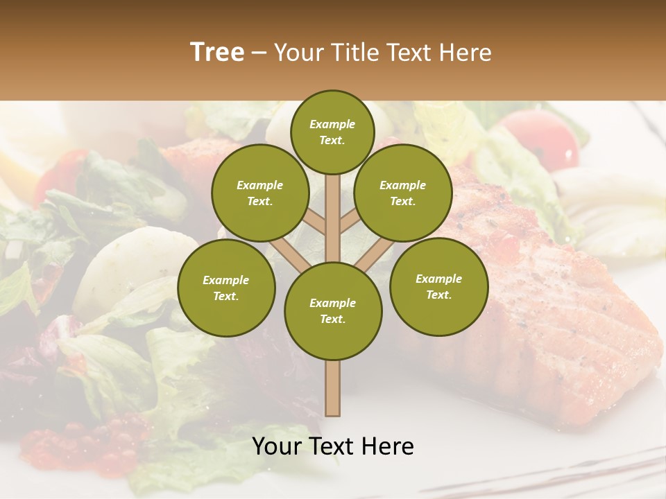 A White Plate Topped With A Salad And Salmon PowerPoint Template