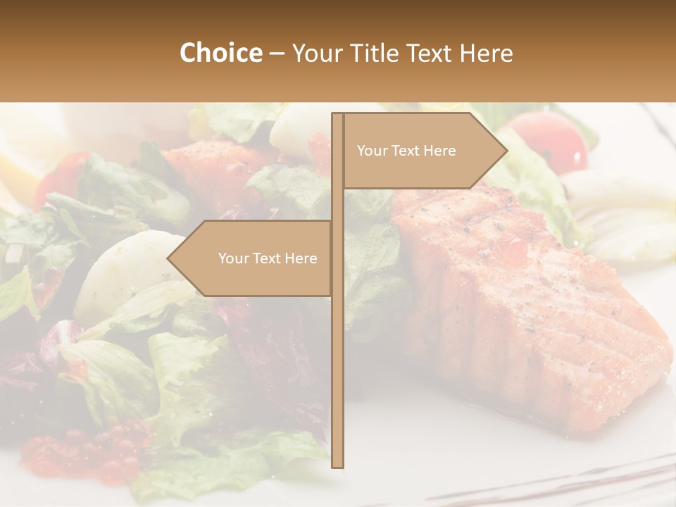 A White Plate Topped With A Salad And Salmon PowerPoint Template