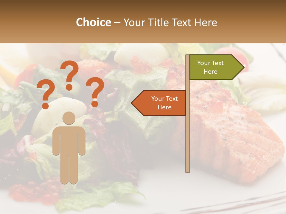 A White Plate Topped With A Salad And Salmon PowerPoint Template