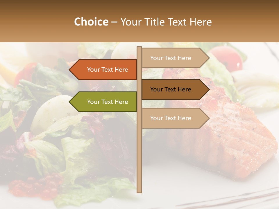 A White Plate Topped With A Salad And Salmon PowerPoint Template