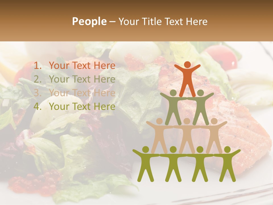 A White Plate Topped With A Salad And Salmon PowerPoint Template