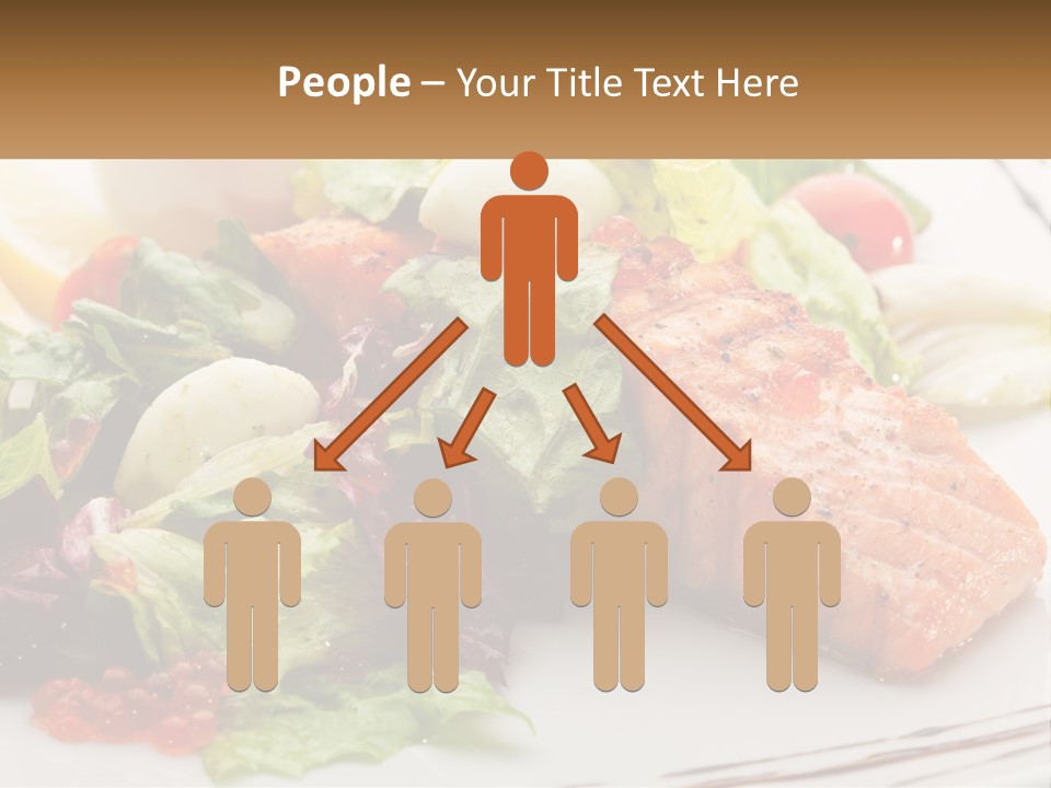 A White Plate Topped With A Salad And Salmon PowerPoint Template