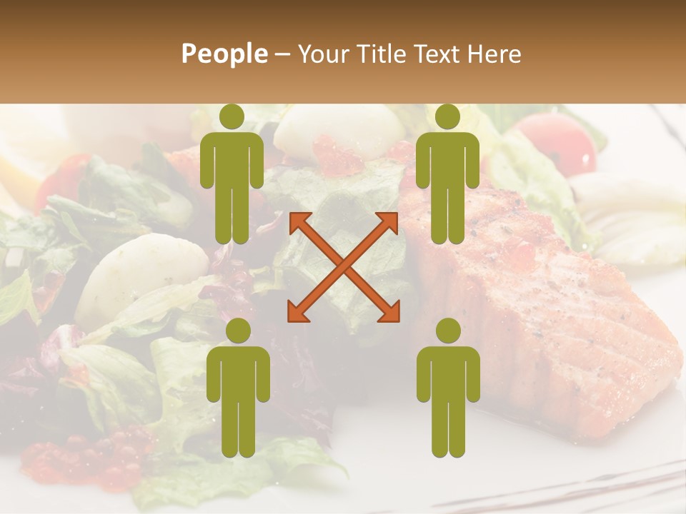 A White Plate Topped With A Salad And Salmon PowerPoint Template