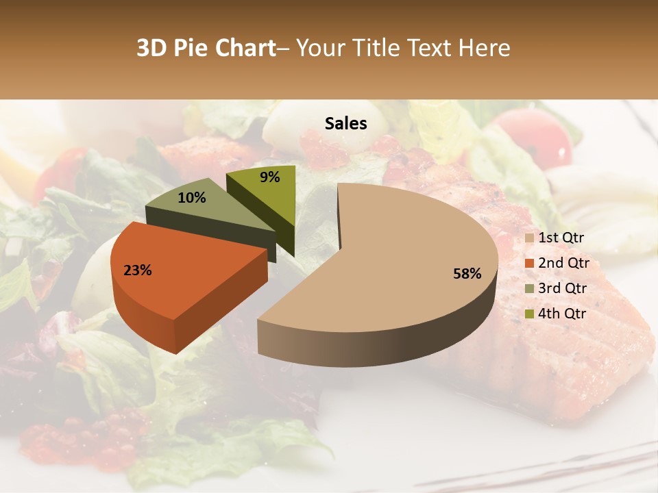 A White Plate Topped With A Salad And Salmon PowerPoint Template
