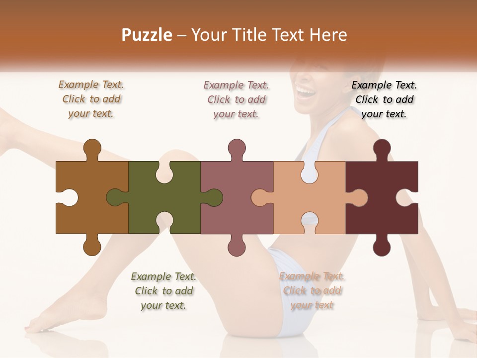 A Woman In A Blue Bikini Sitting On The Floor PowerPoint Template