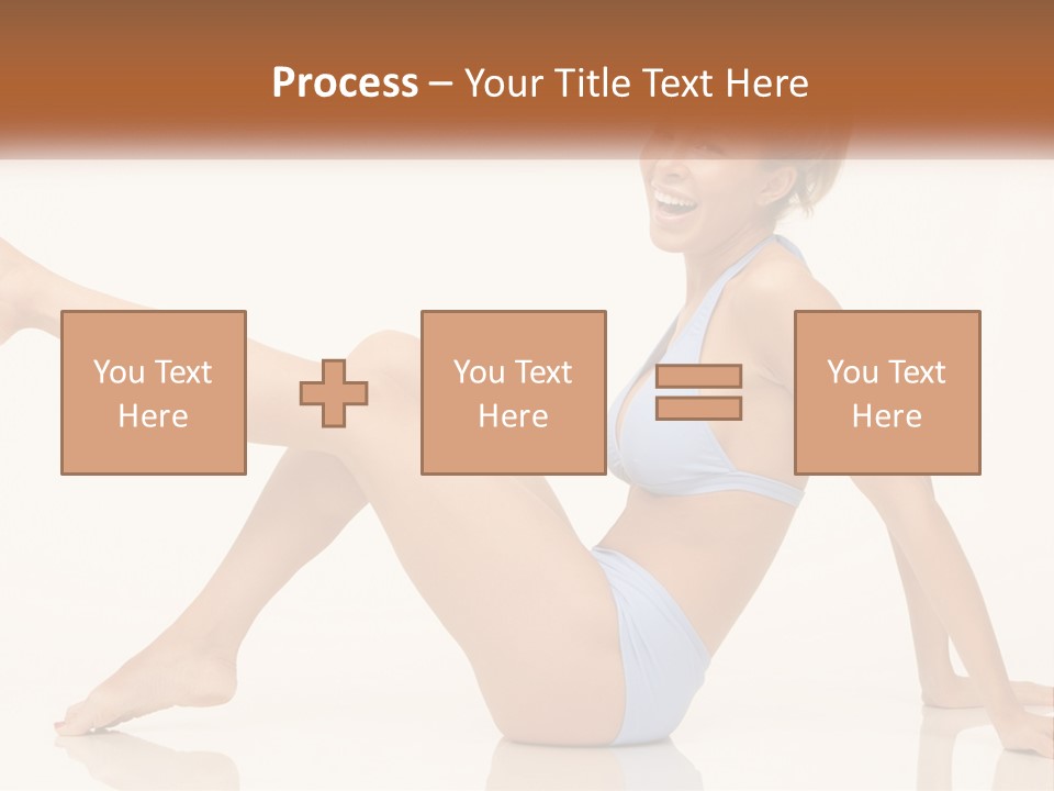 A Woman In A Blue Bikini Sitting On The Floor PowerPoint Template