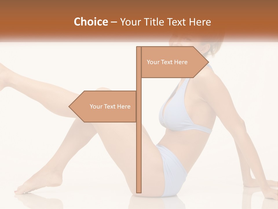 A Woman In A Blue Bikini Sitting On The Floor PowerPoint Template