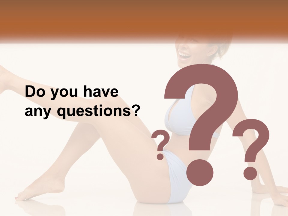 A Woman In A Blue Bikini Sitting On The Floor PowerPoint Template