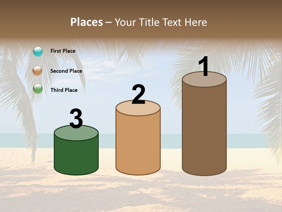 A Beach With Palm Trees And The Ocean In The Background PowerPoint Template