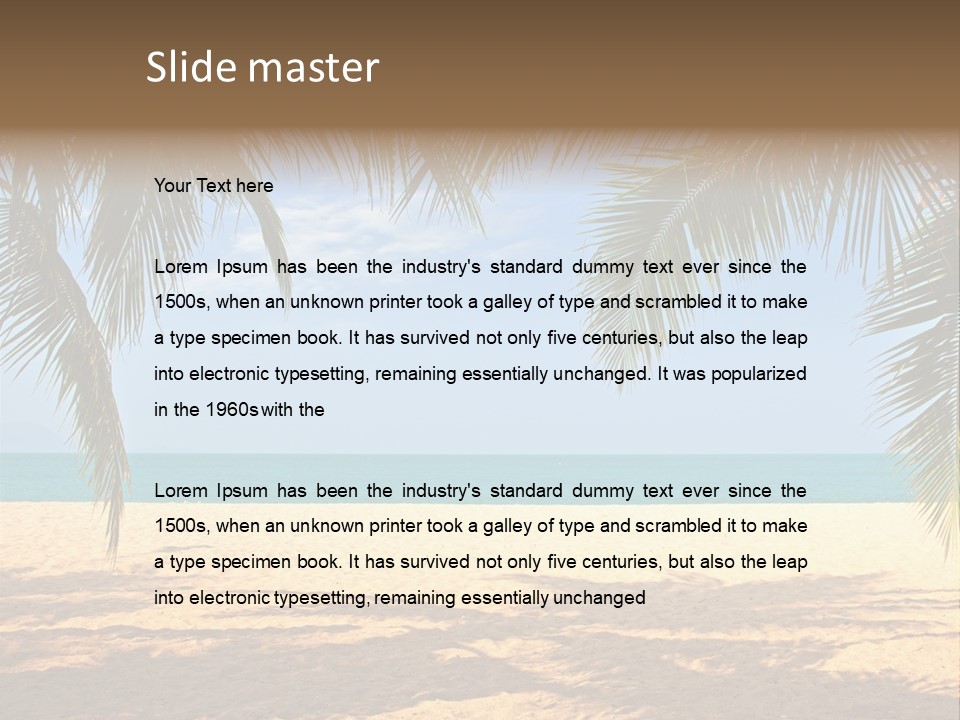 A Beach With Palm Trees And The Ocean In The Background PowerPoint Template