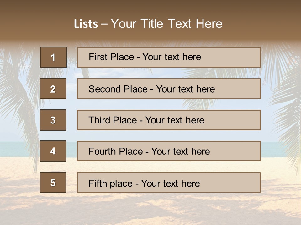A Beach With Palm Trees And The Ocean In The Background PowerPoint Template