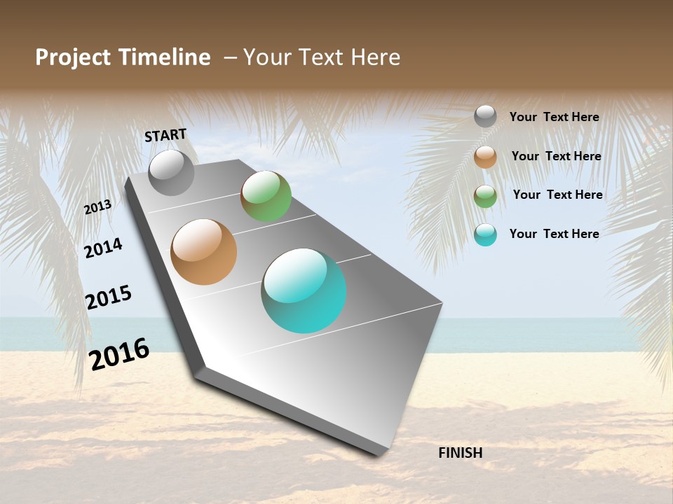 A Beach With Palm Trees And The Ocean In The Background PowerPoint Template