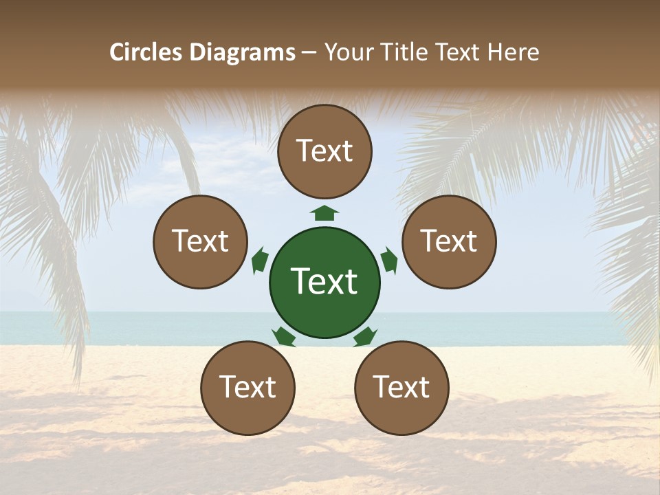 A Beach With Palm Trees And The Ocean In The Background PowerPoint Template