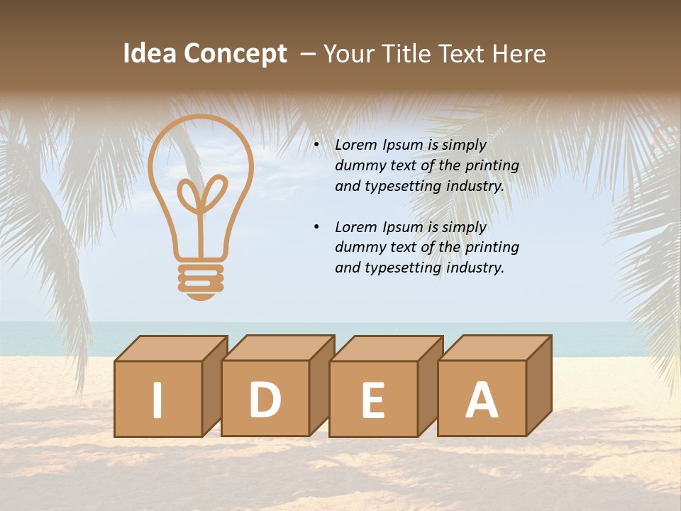 A Beach With Palm Trees And The Ocean In The Background PowerPoint Template