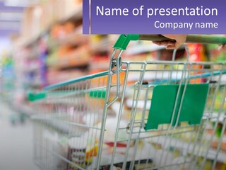 A Person Pushing A Shopping Cart In A Grocery Store PowerPoint Template
