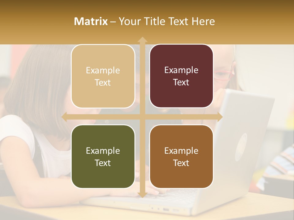 A Group Of Children Looking At A Laptop PowerPoint Template