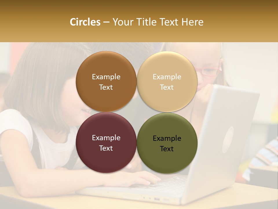 A Group Of Children Looking At A Laptop PowerPoint Template