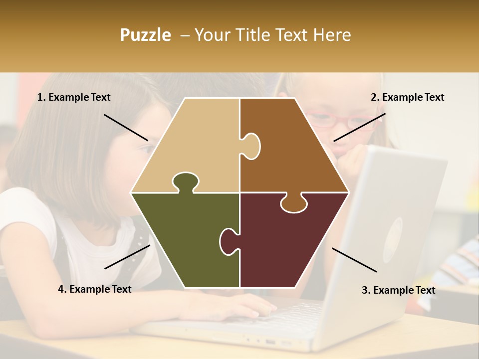 A Group Of Children Looking At A Laptop PowerPoint Template