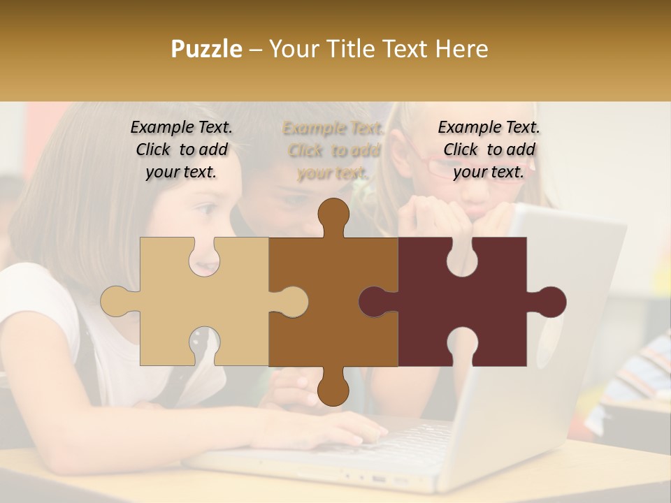 A Group Of Children Looking At A Laptop PowerPoint Template