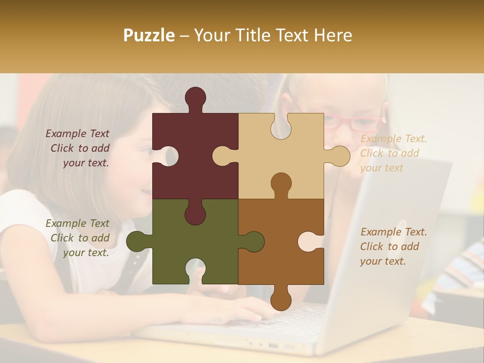 A Group Of Children Looking At A Laptop PowerPoint Template