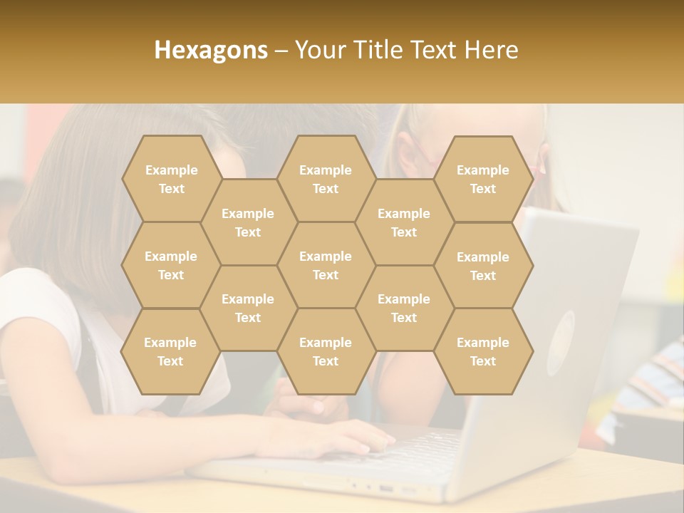 A Group Of Children Looking At A Laptop PowerPoint Template