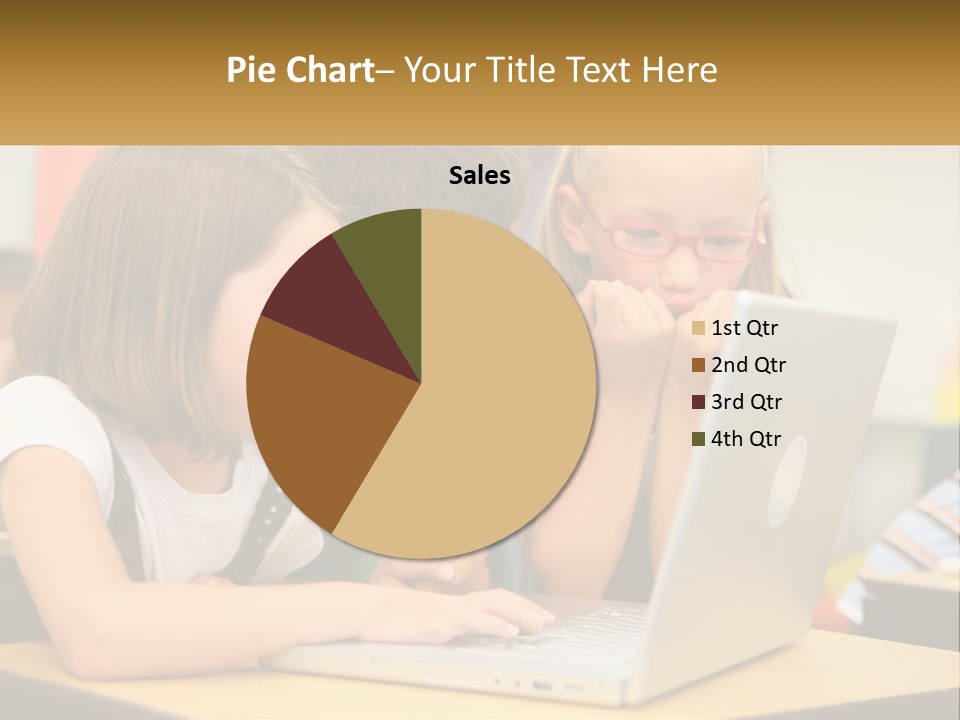 A Group Of Children Looking At A Laptop PowerPoint Template
