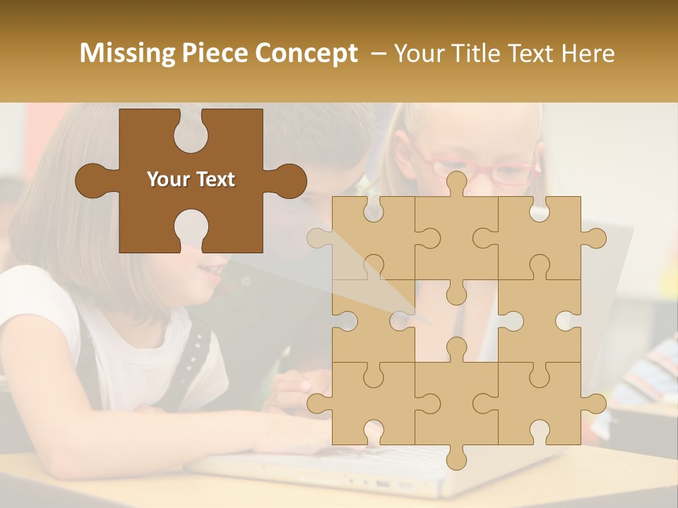 A Group Of Children Looking At A Laptop PowerPoint Template