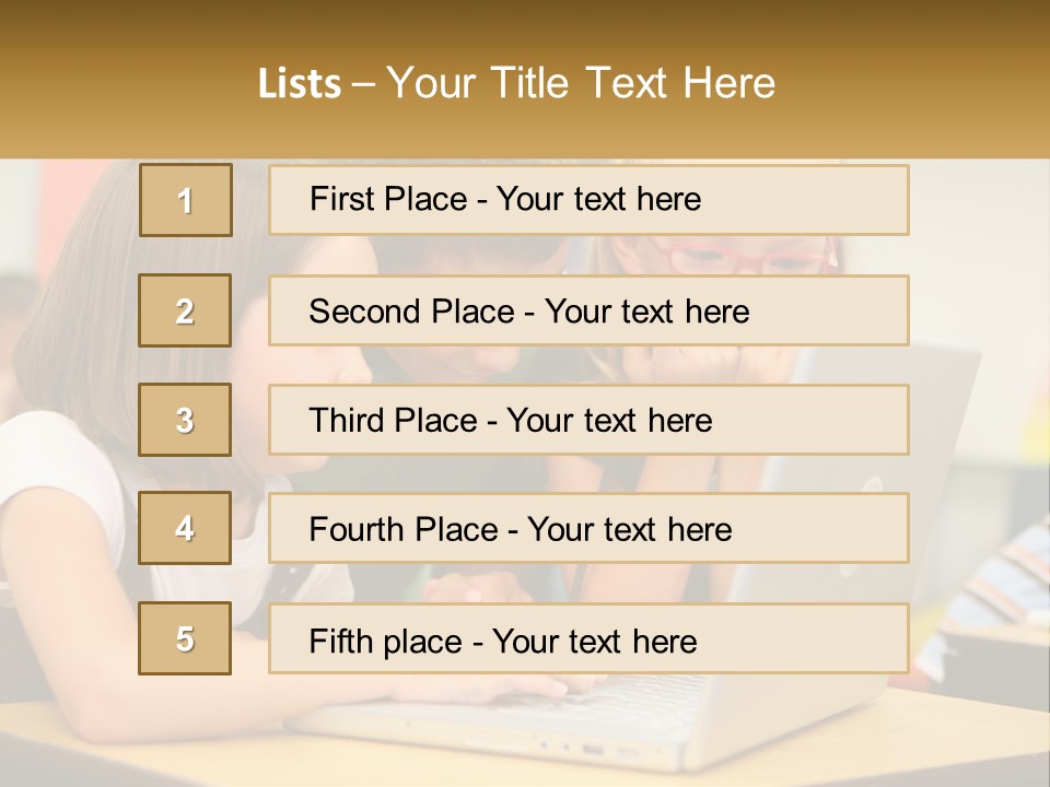 A Group Of Children Looking At A Laptop PowerPoint Template