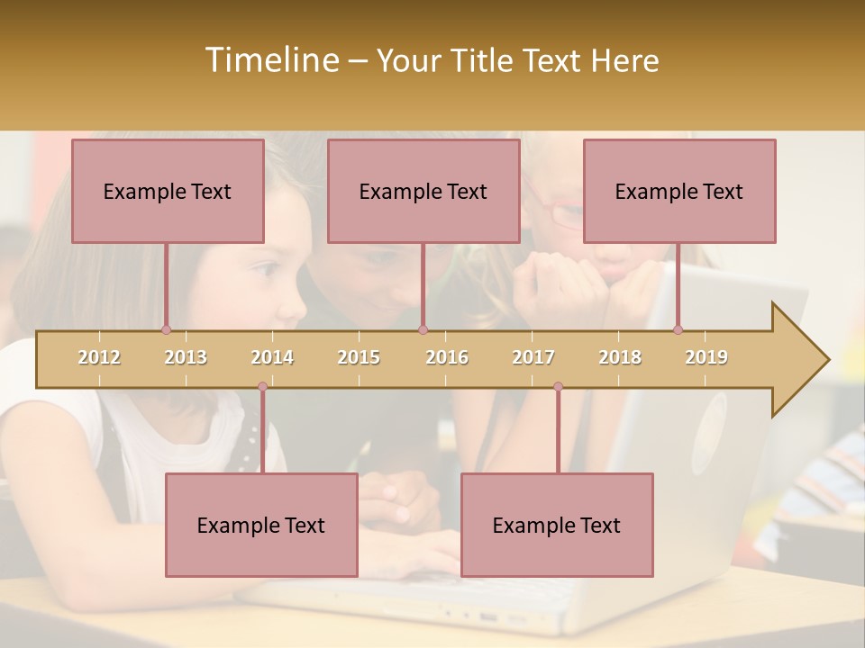 A Group Of Children Looking At A Laptop PowerPoint Template