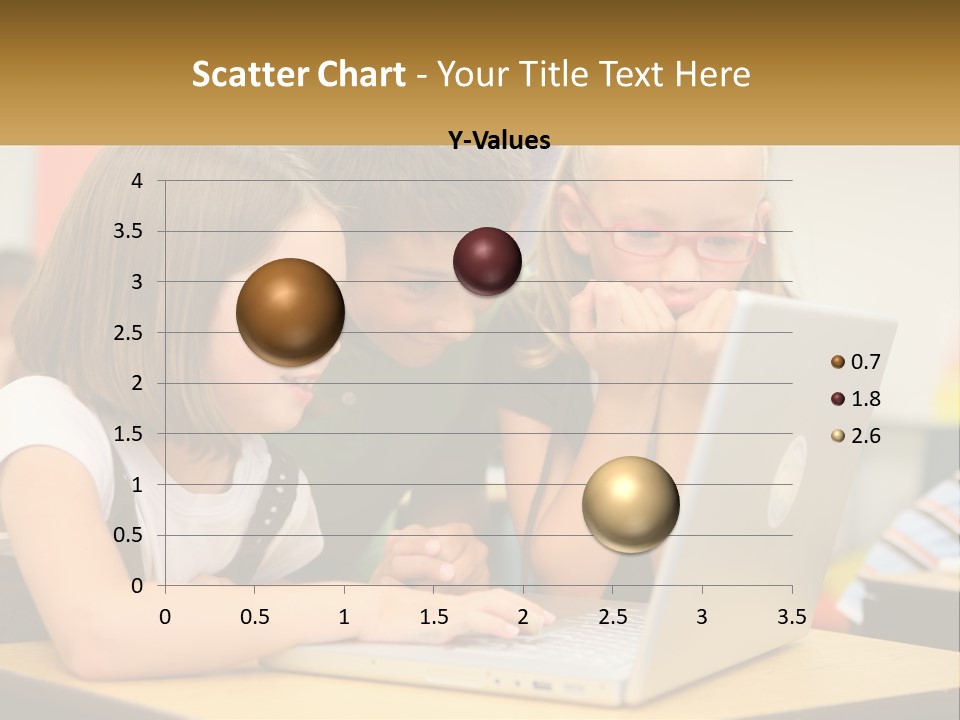 A Group Of Children Looking At A Laptop PowerPoint Template