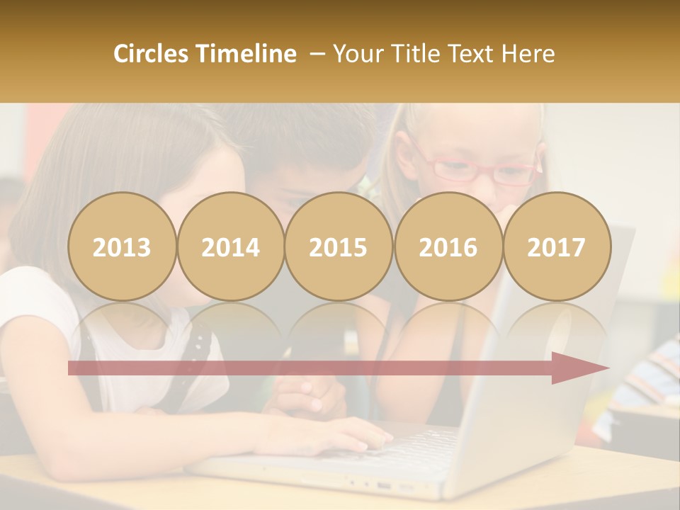 A Group Of Children Looking At A Laptop PowerPoint Template