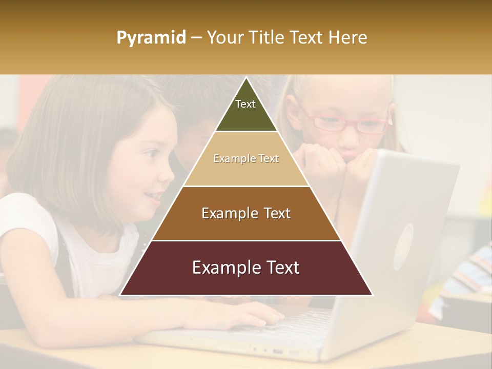 A Group Of Children Looking At A Laptop PowerPoint Template