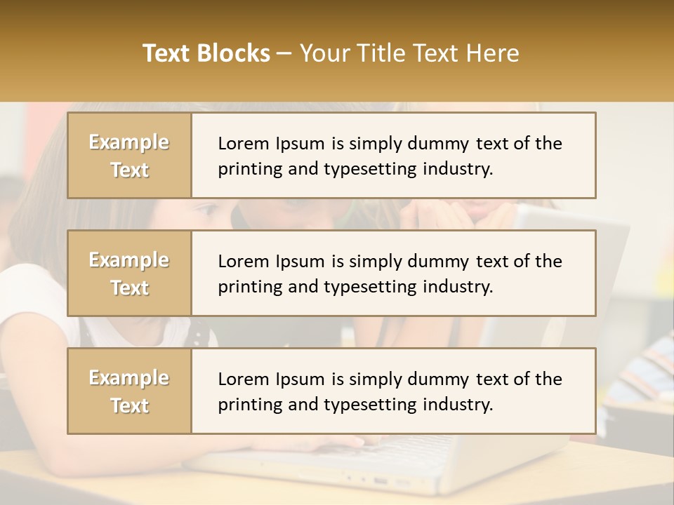 A Group Of Children Looking At A Laptop PowerPoint Template